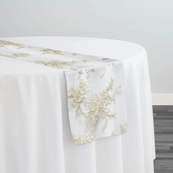 10pcs - Laylani Lace Table Runner 14"x108" - Ivory