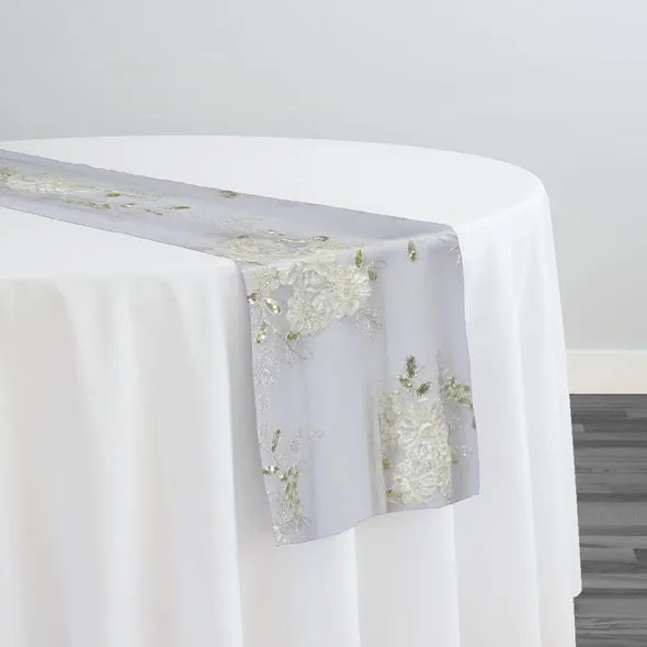 10pcs - Ribbon Mesh Lace Table Runner 14"x108" - Ivory