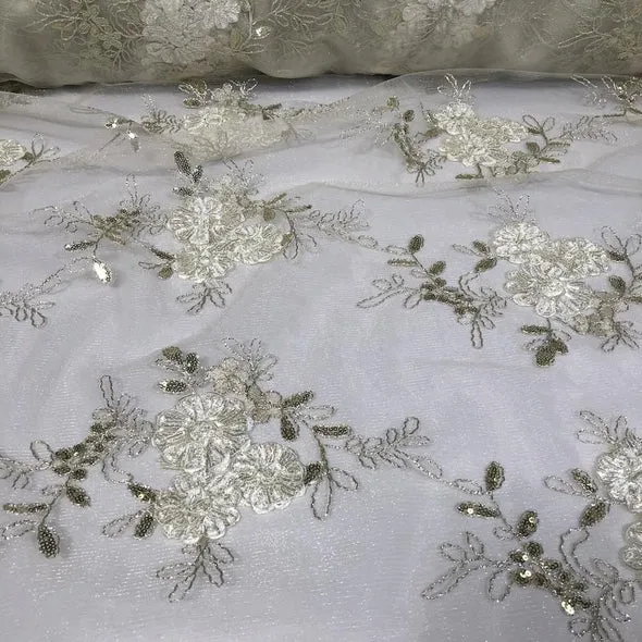 10pcs - Ribbon Mesh Lace Table Runner 14"x108" - Ivory