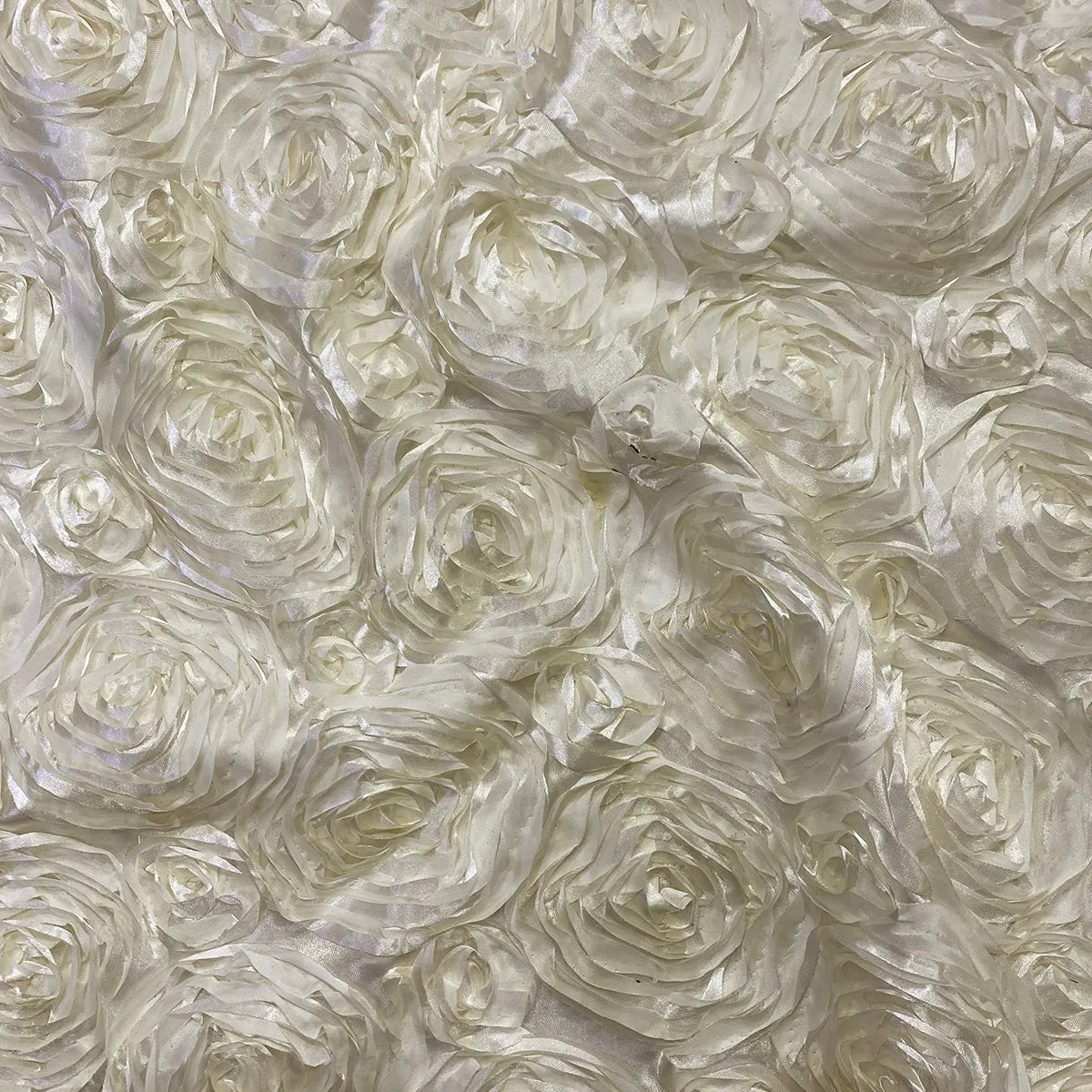 15pcs - Rose Satin (3D) Table Runner 14"x108" - Ivory 113