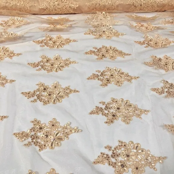 4pcs - Venetian Lace Table Runner 14"x108" - Champagne