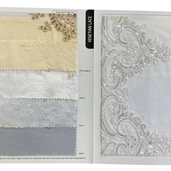 4pcs - Venetian Lace Table Runner 14"x108" - Champagne