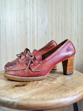 70's Whiskey Leather Lace-Up Loafers | 9.5
