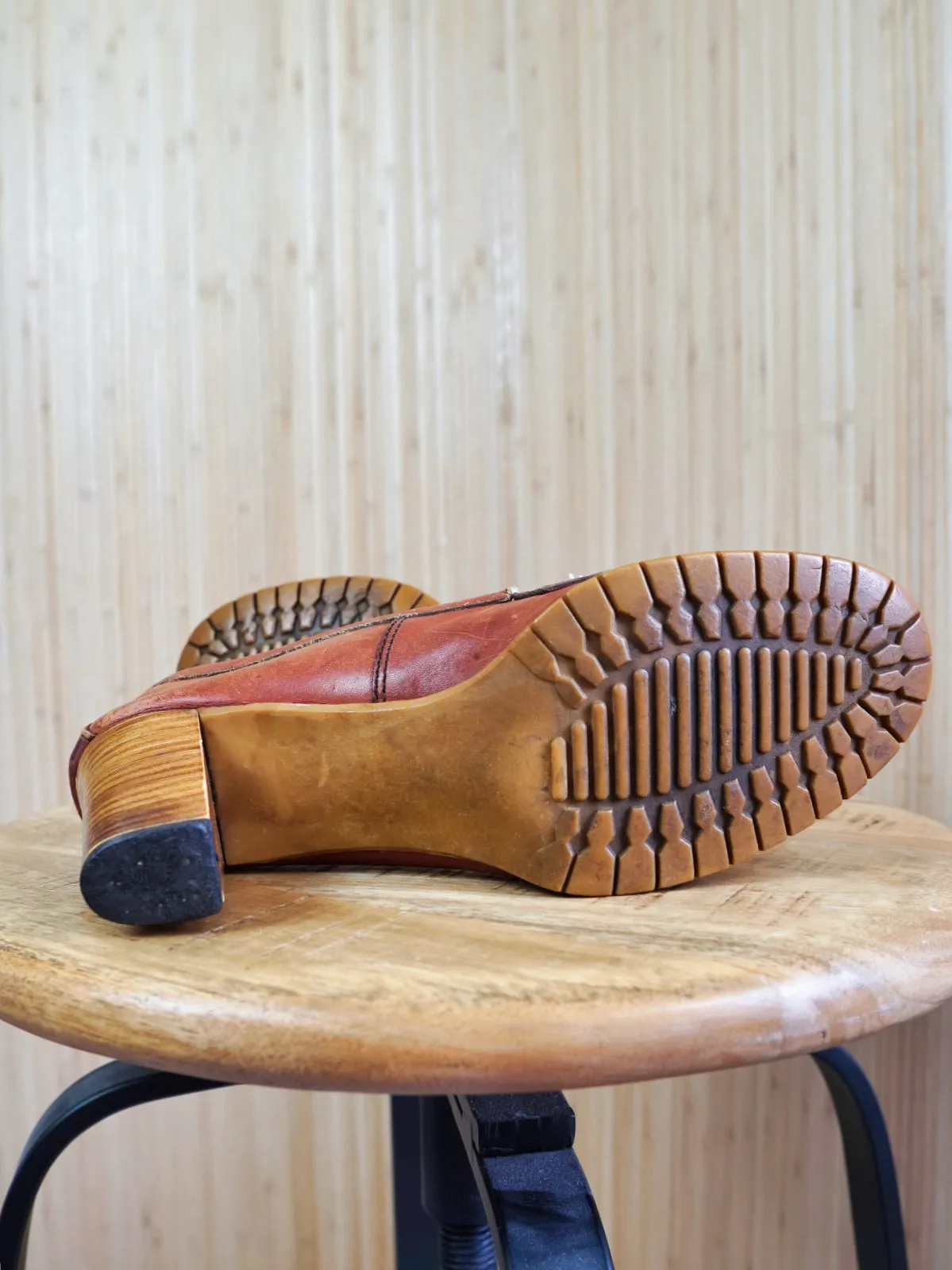 70's Whiskey Leather Lace-Up Loafers | 9.5
