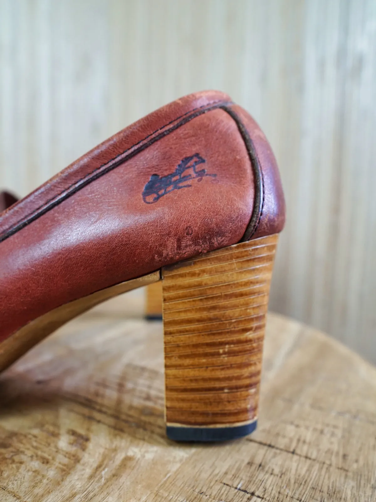 70's Whiskey Leather Lace-Up Loafers | 9.5