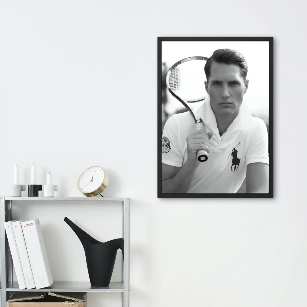 Black & White Preppy Tennis Poster PRINTABLE WALL ART, Luxury Fashion Poster, Preppy Wall Art, Polo Poster, Preppy Luxury Aesthetic, Male Model