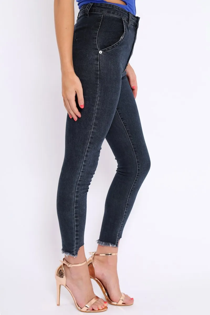 Black Mid Wash Deep Hem Jeans - Pipper