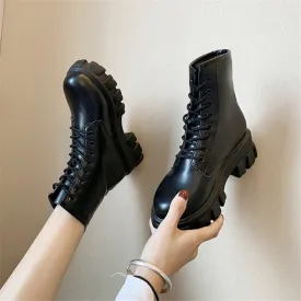 Botas Women Motorcycle Ankle Boots Wedges