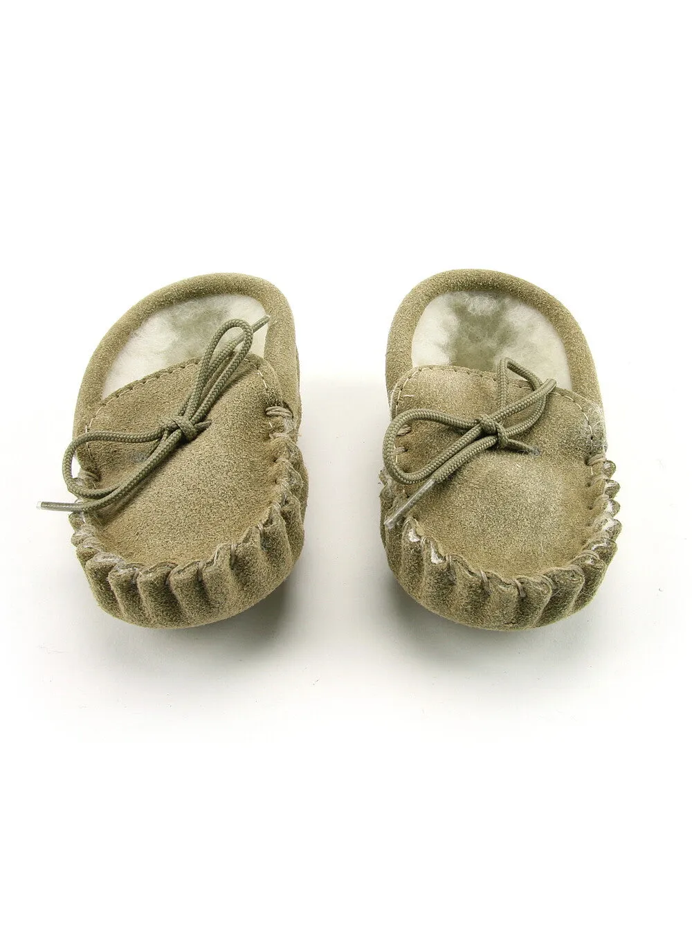 British Made Children's Moccasin Slippers Beige