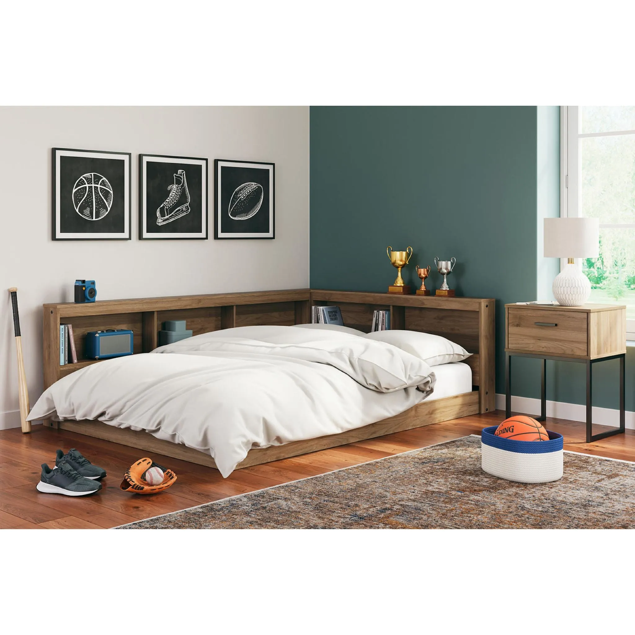 Deanlow Bookcase Storage Bed