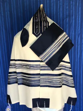 Elegant Blue Wave Cotton Tallit
