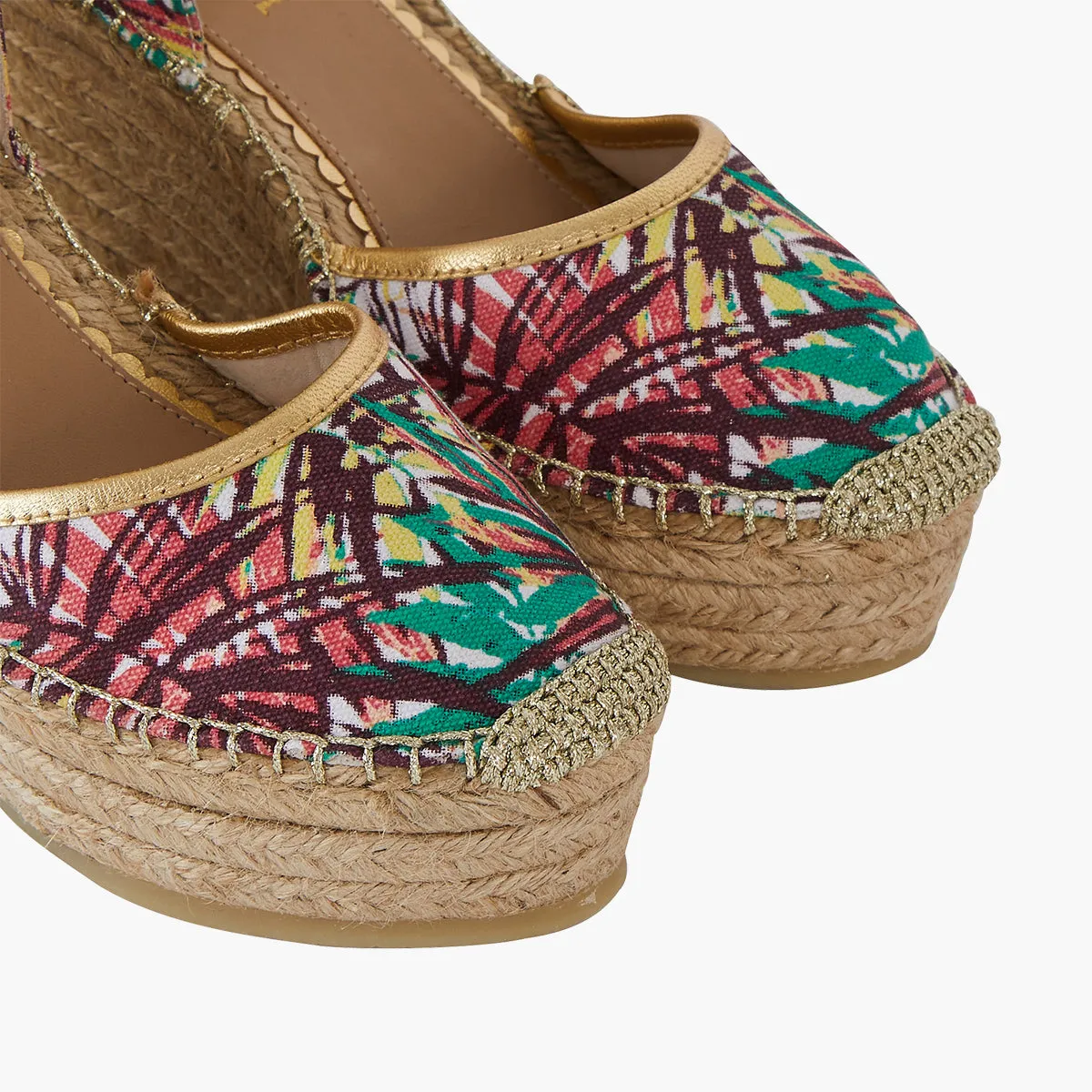 Espadrilles compensées tropicales Hibiscus