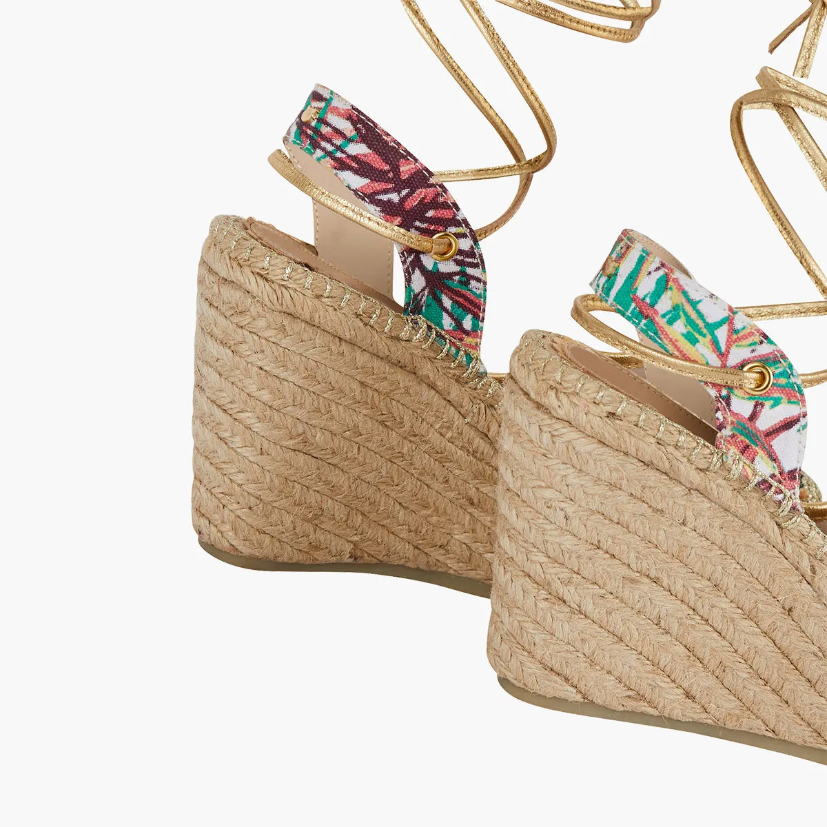 Espadrilles compensées tropicales Hibiscus