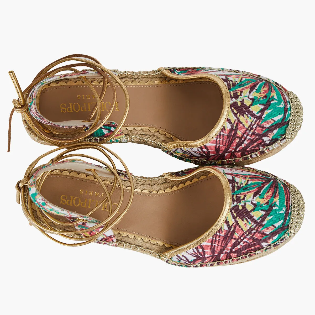 Espadrilles compensées tropicales Hibiscus