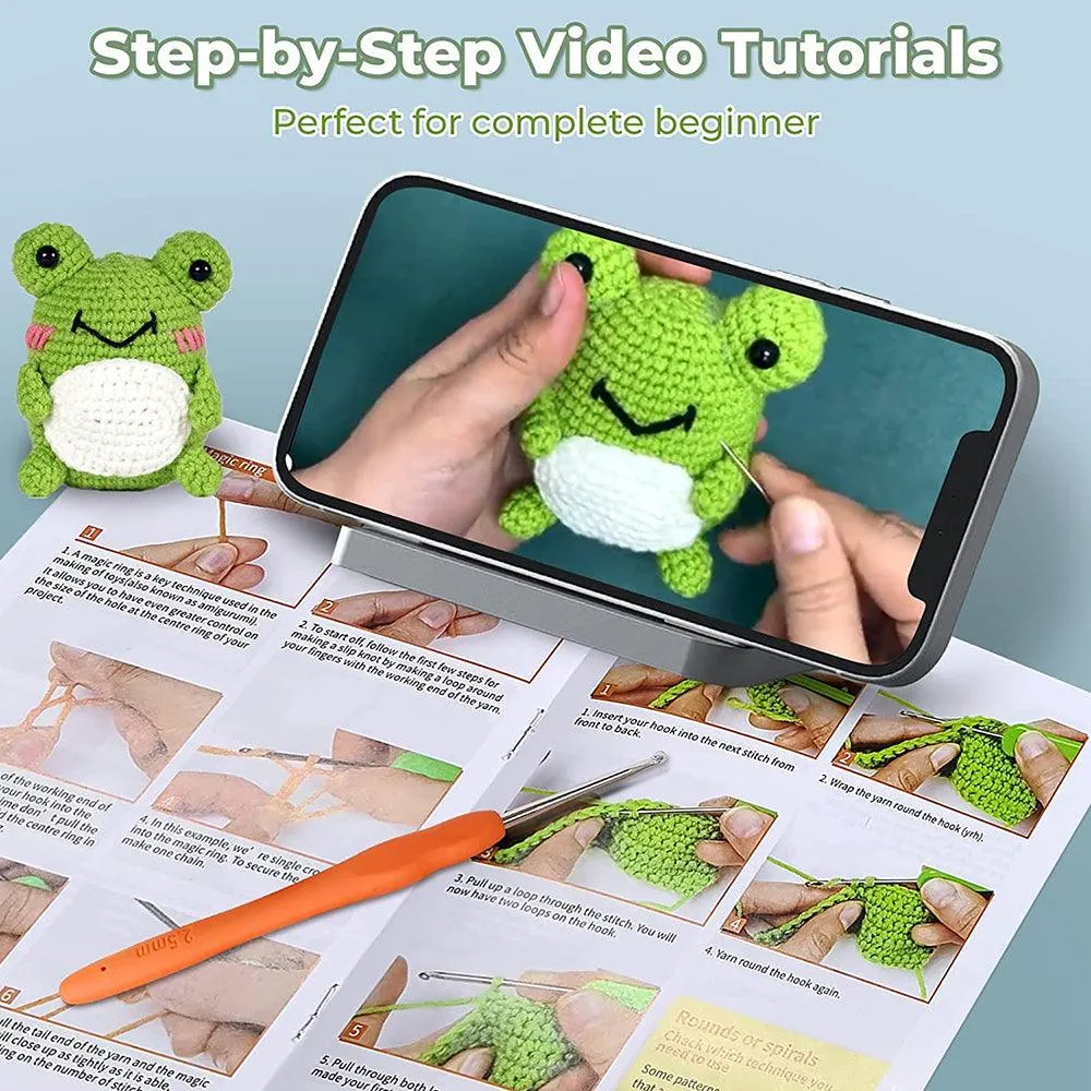 Hicrochet Kit For Beginners,  Multi Animals-Owl, Penguin, Frog, Knitting Kit For Adult Kids