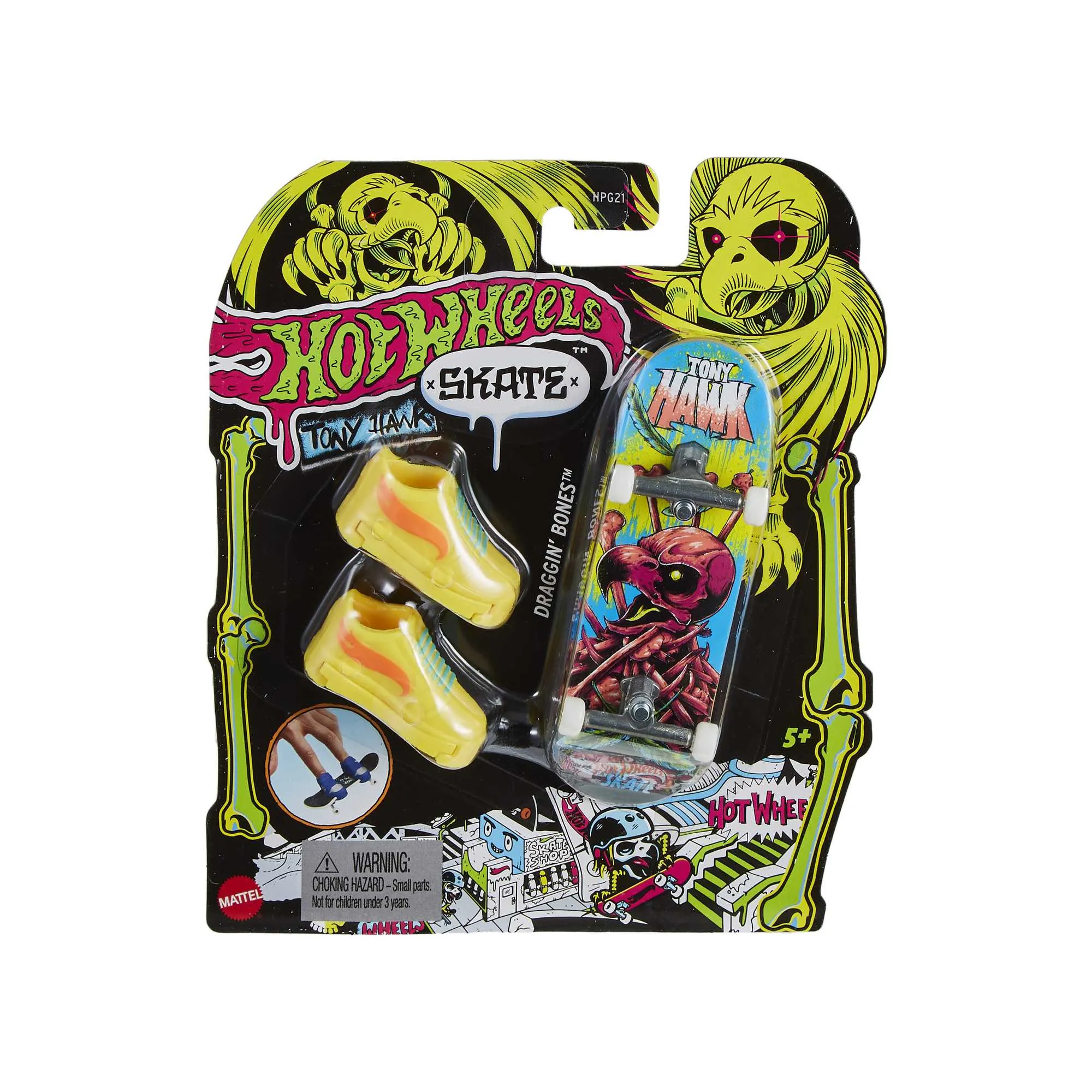 Hot Wheels Skate Neon Fingerboard   Shoe Draggin' Bones