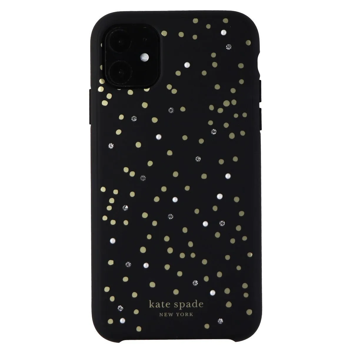 Kate Spade New York Soft Touch Case for Apple iPhone 11 - Black/Disco Dot Gems