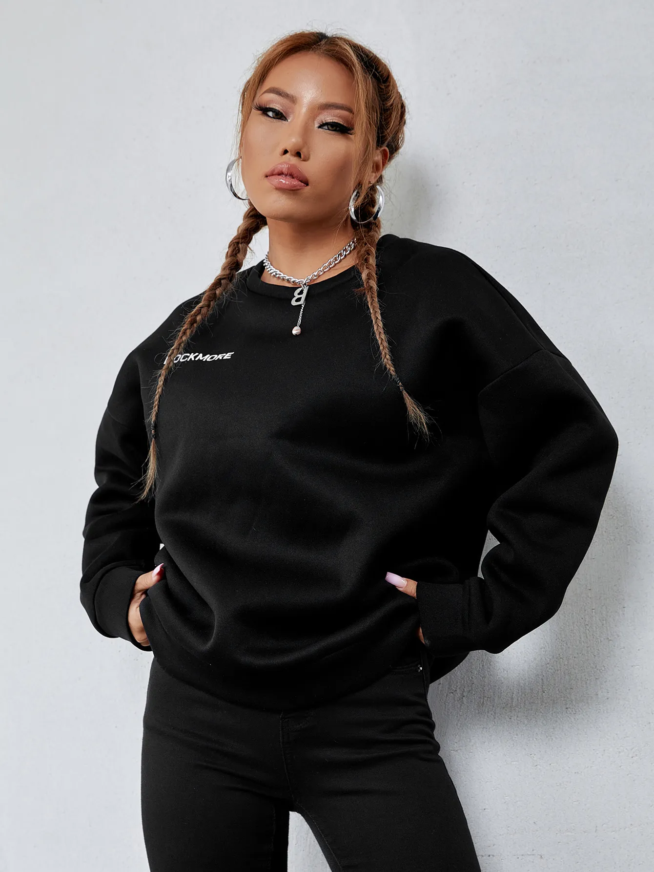 KittenAlarm - Letter Graphic Drop-Shoulder Pullover