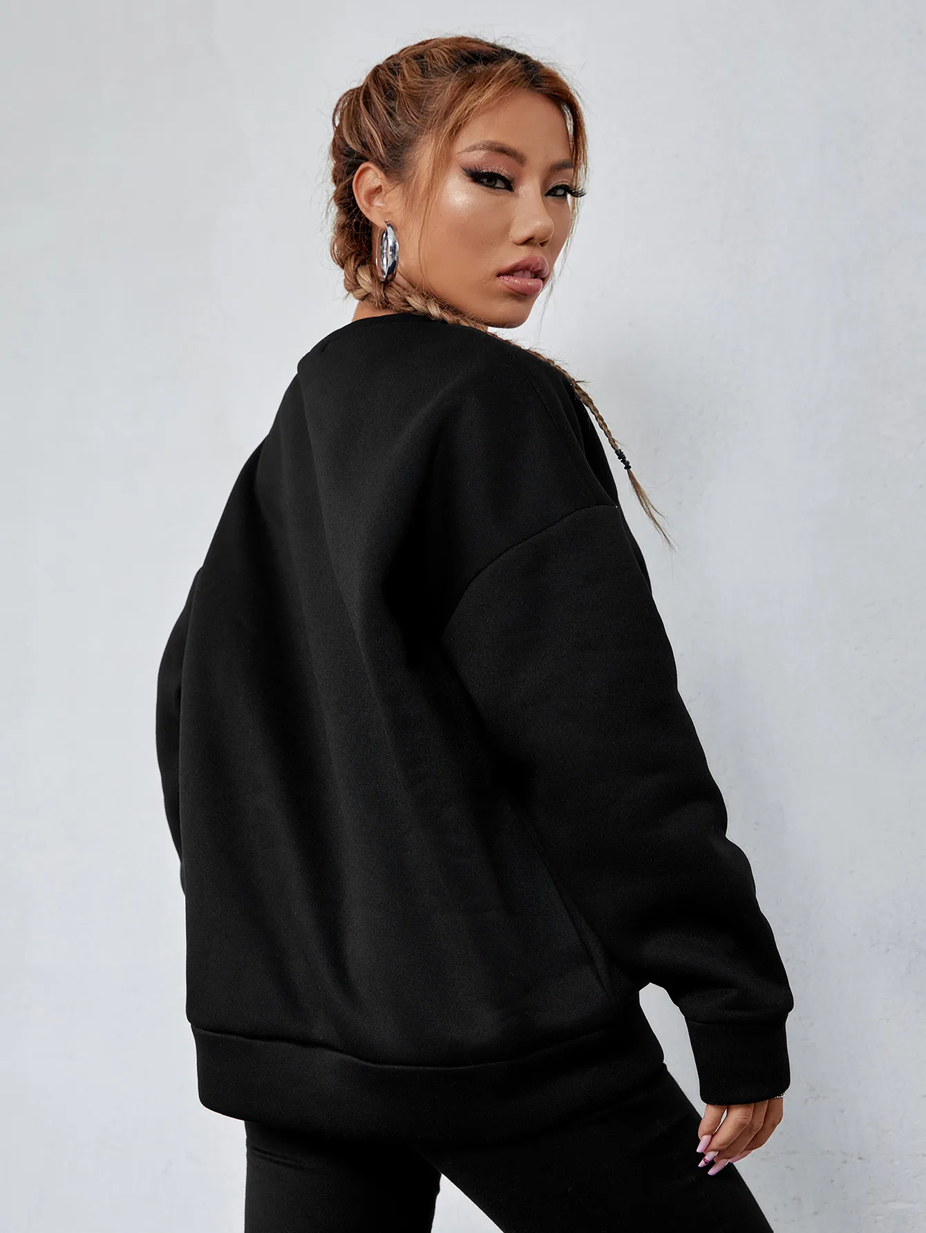 KittenAlarm - Letter Graphic Drop-Shoulder Pullover