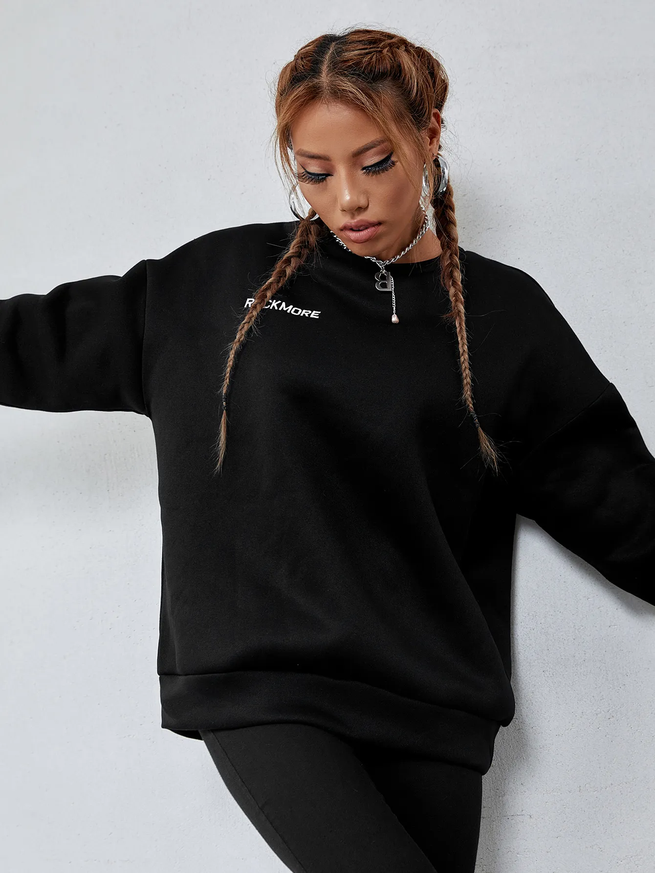 KittenAlarm - Letter Graphic Drop-Shoulder Pullover