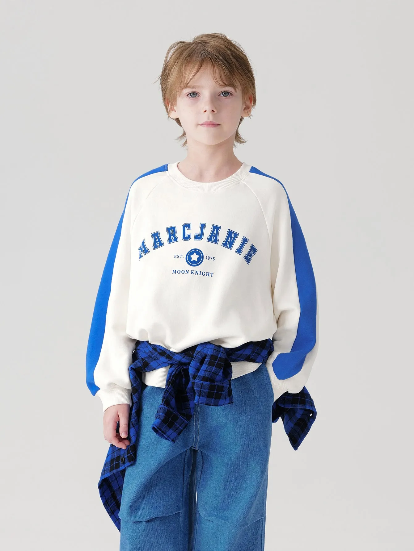 MARC & JANIE Boys Color Block Crew Neck Loose Sweatshirt 240993