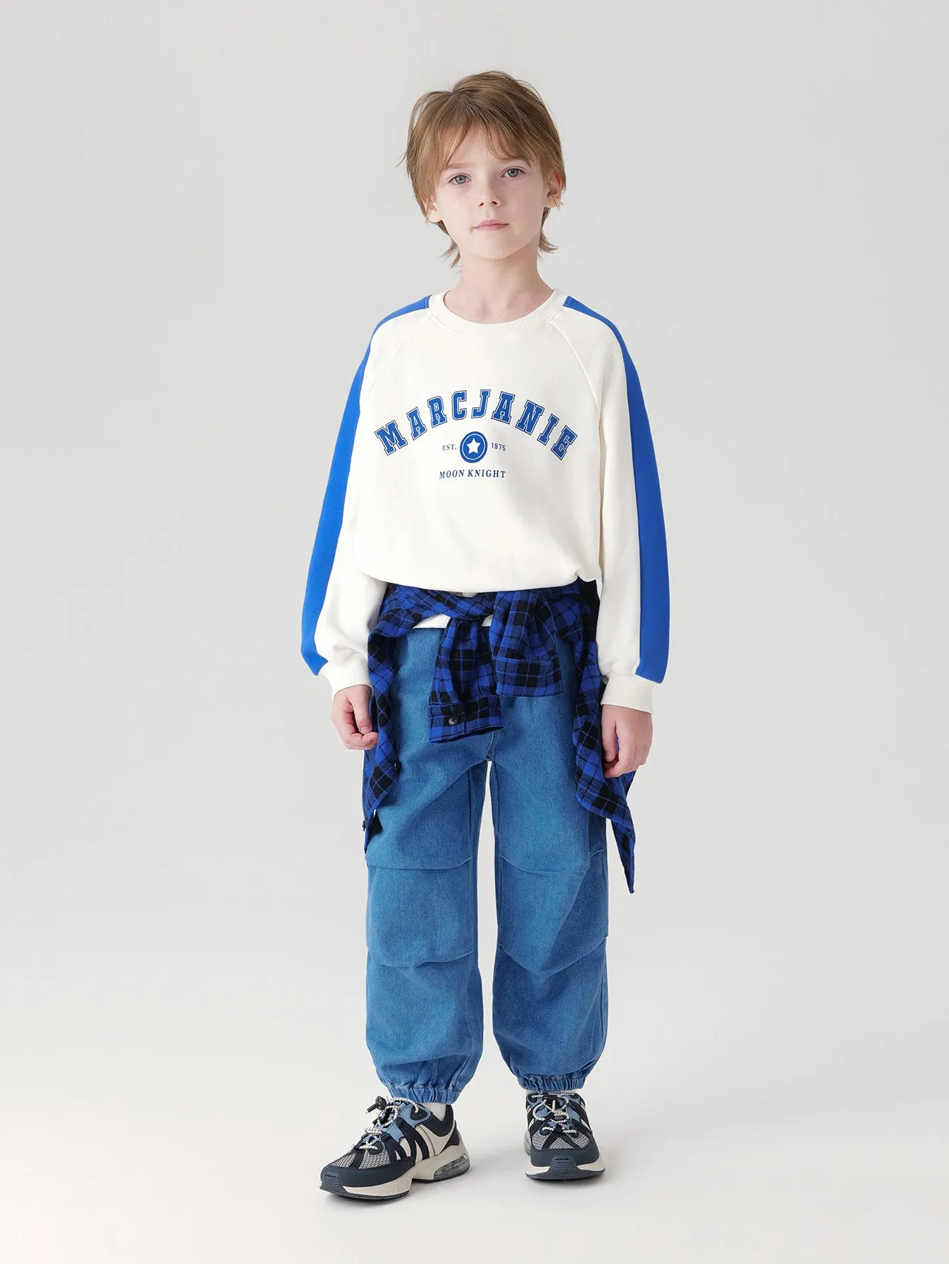 MARC & JANIE Boys Color Block Crew Neck Loose Sweatshirt 240993
