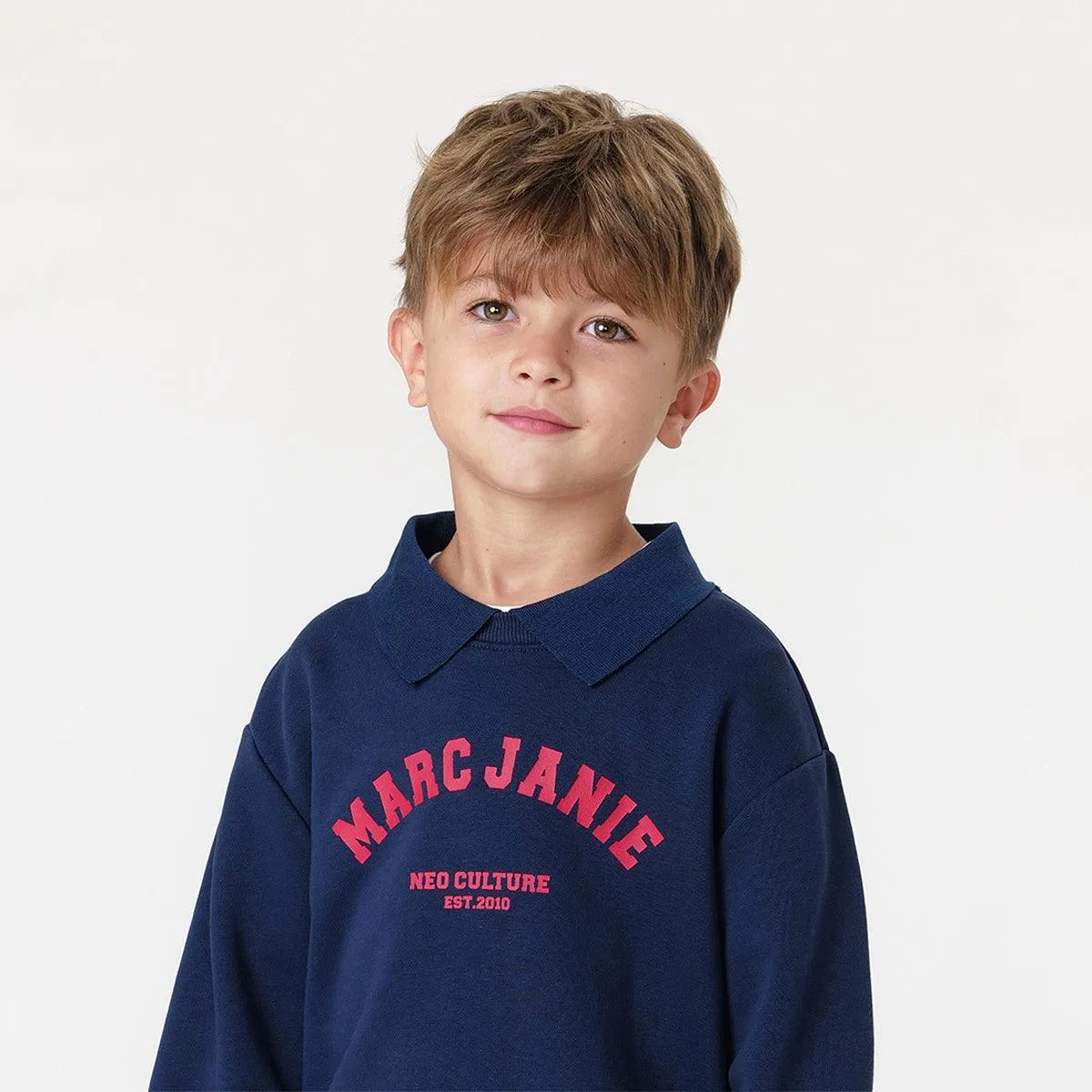 MARC & JANIE Girls Color Block Letter Lapel Sweatshirt 231929