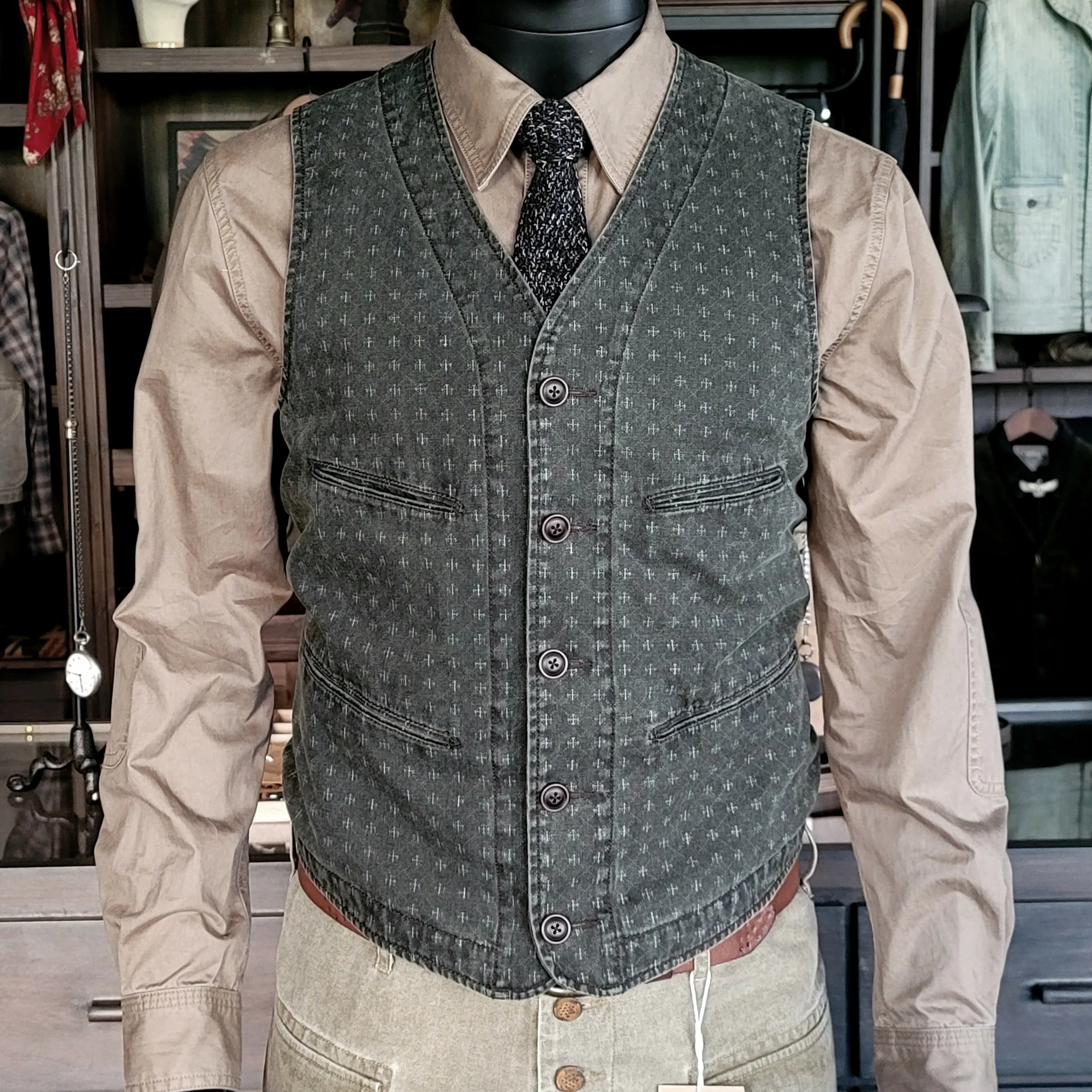 Men's Washed Jacquard Vest