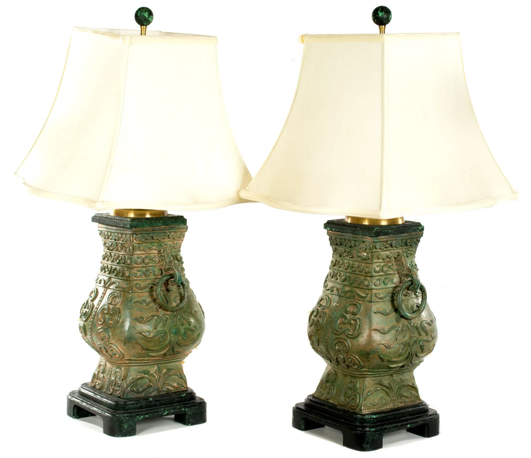 Pair of Table Lamps in the Shape of Chinese Temple Urns