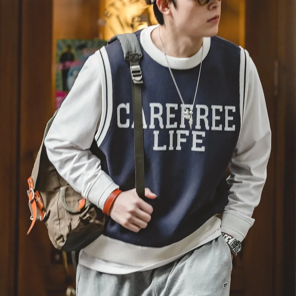 Preppy Knitted Vest for Male Ivy Style Clothing - Sleeveless Tops