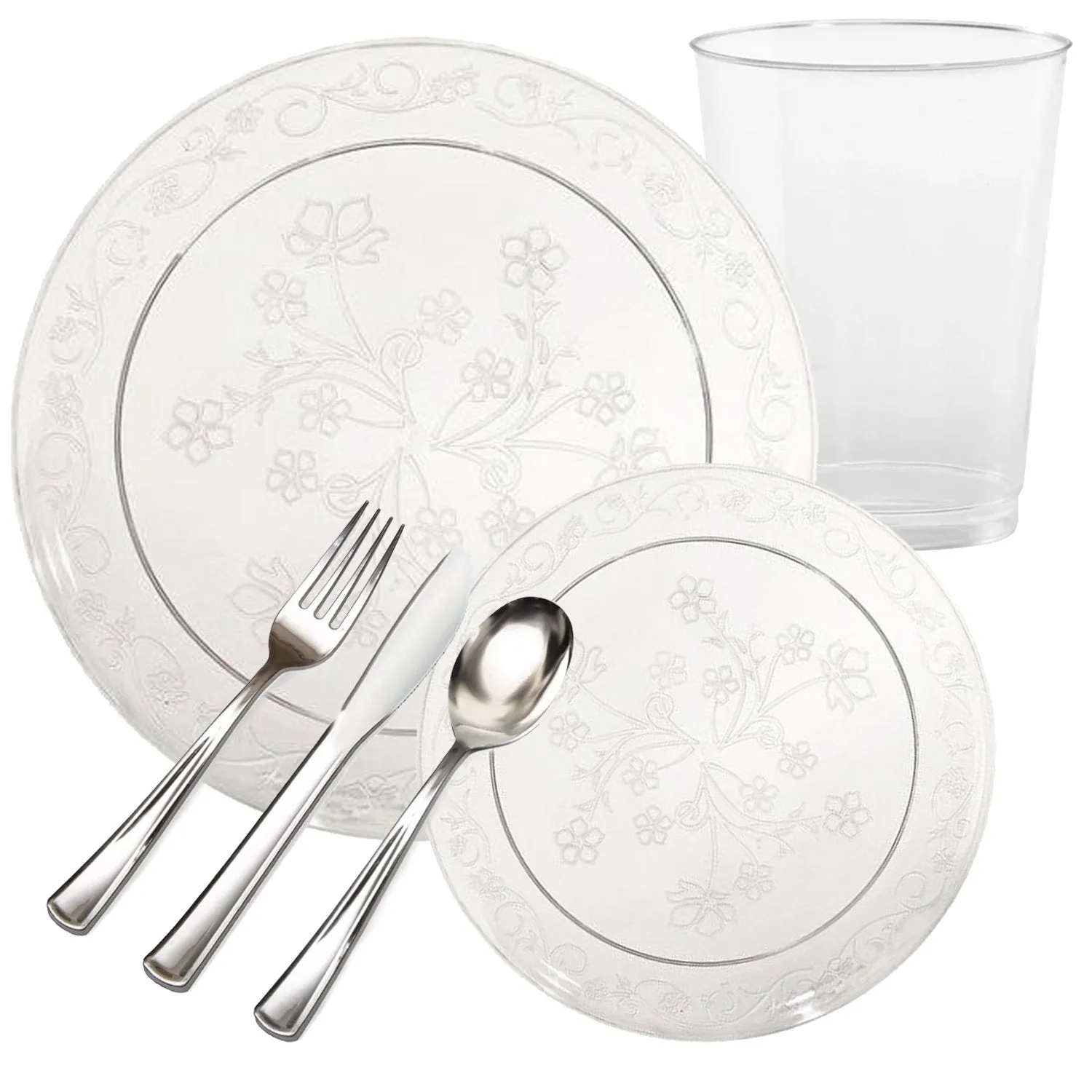 "BULK" D'Vine Plastic Dinner Plate Heavyweight Clear 10"