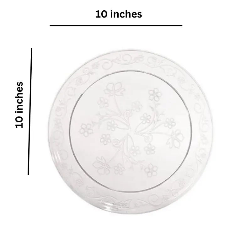 "BULK" D'Vine Plastic Dinner Plate Heavyweight Clear 10"