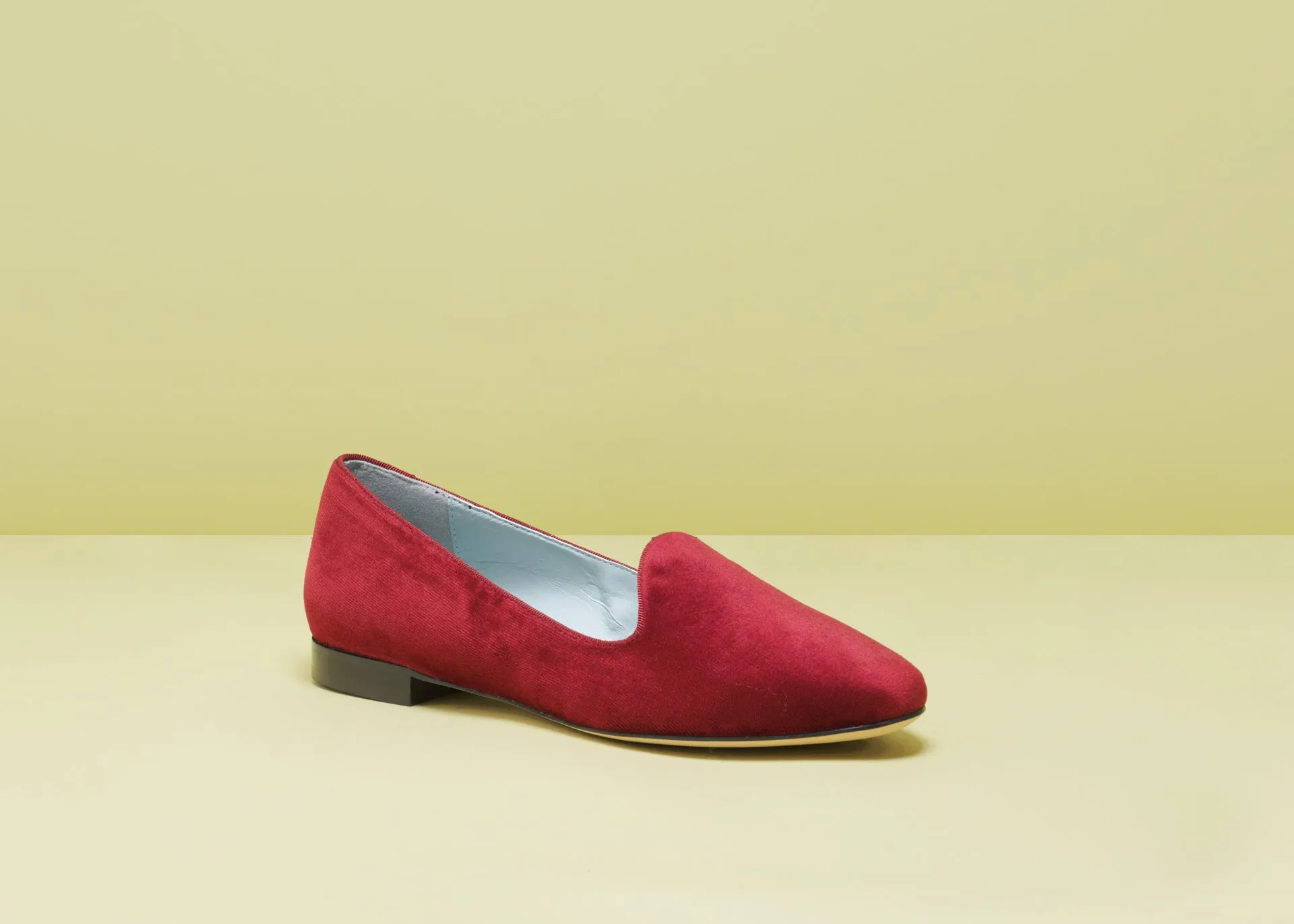 Tara Cotton Velvet Vegan Loafers | Red