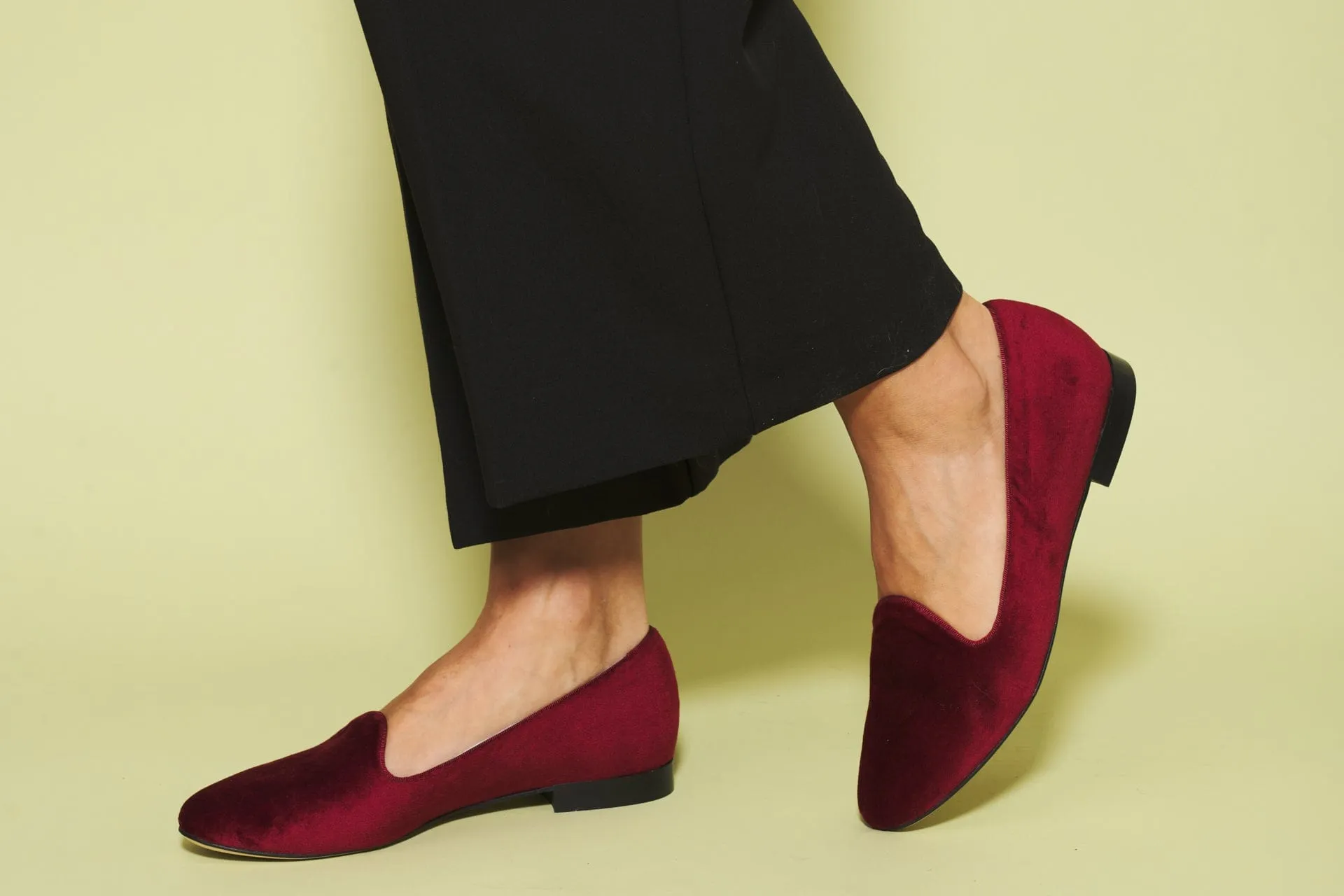 Tara Cotton Velvet Vegan Loafers | Red