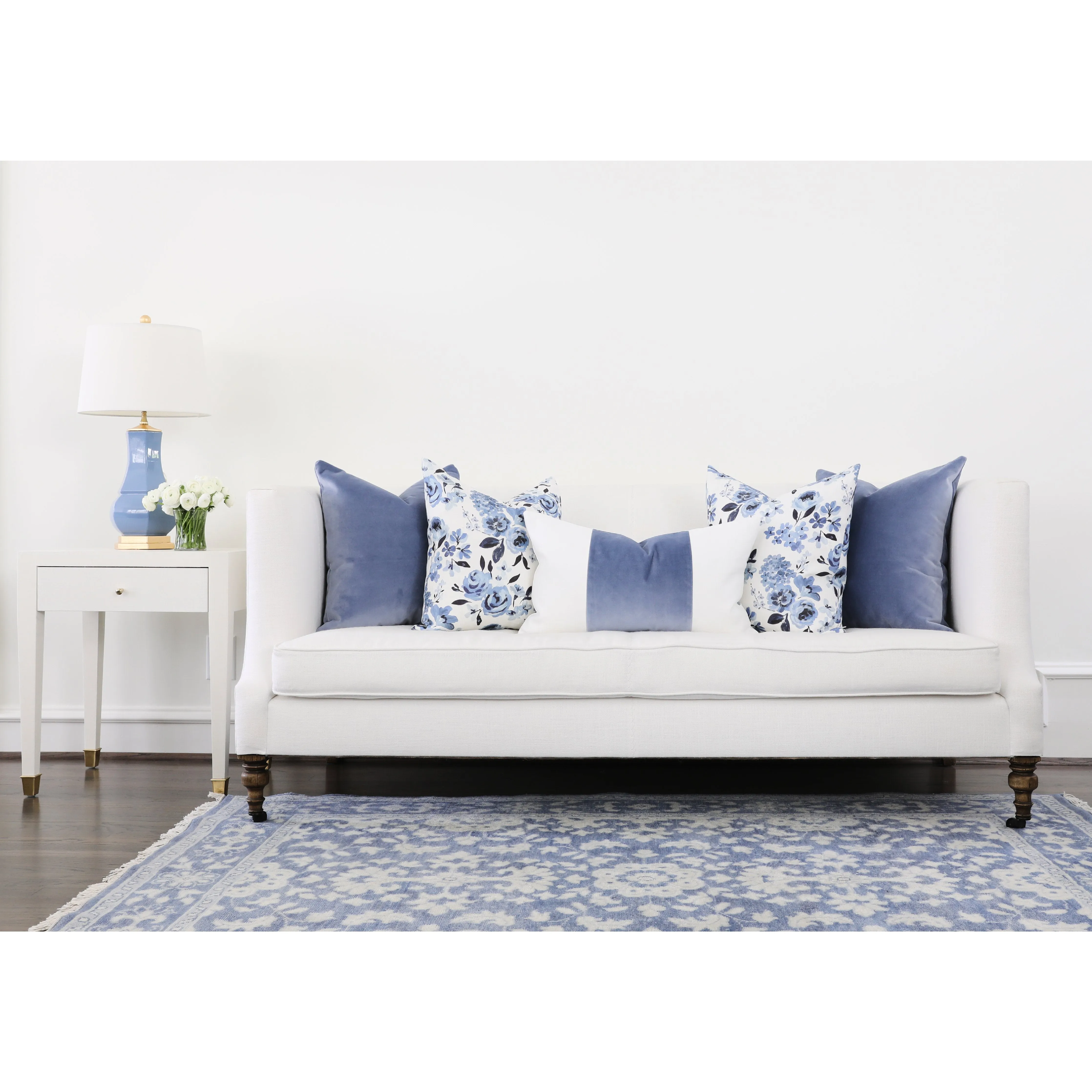 Velvet Broad Stripe Pillow in Eventide