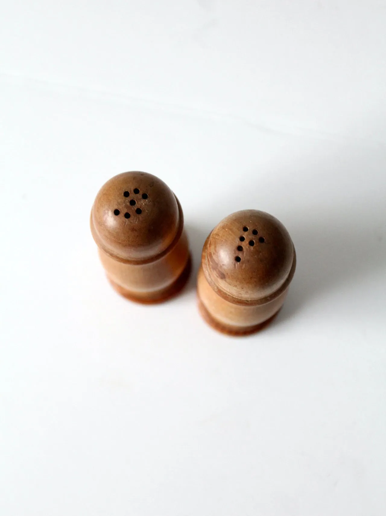 vintage wood salt and pepper shakers