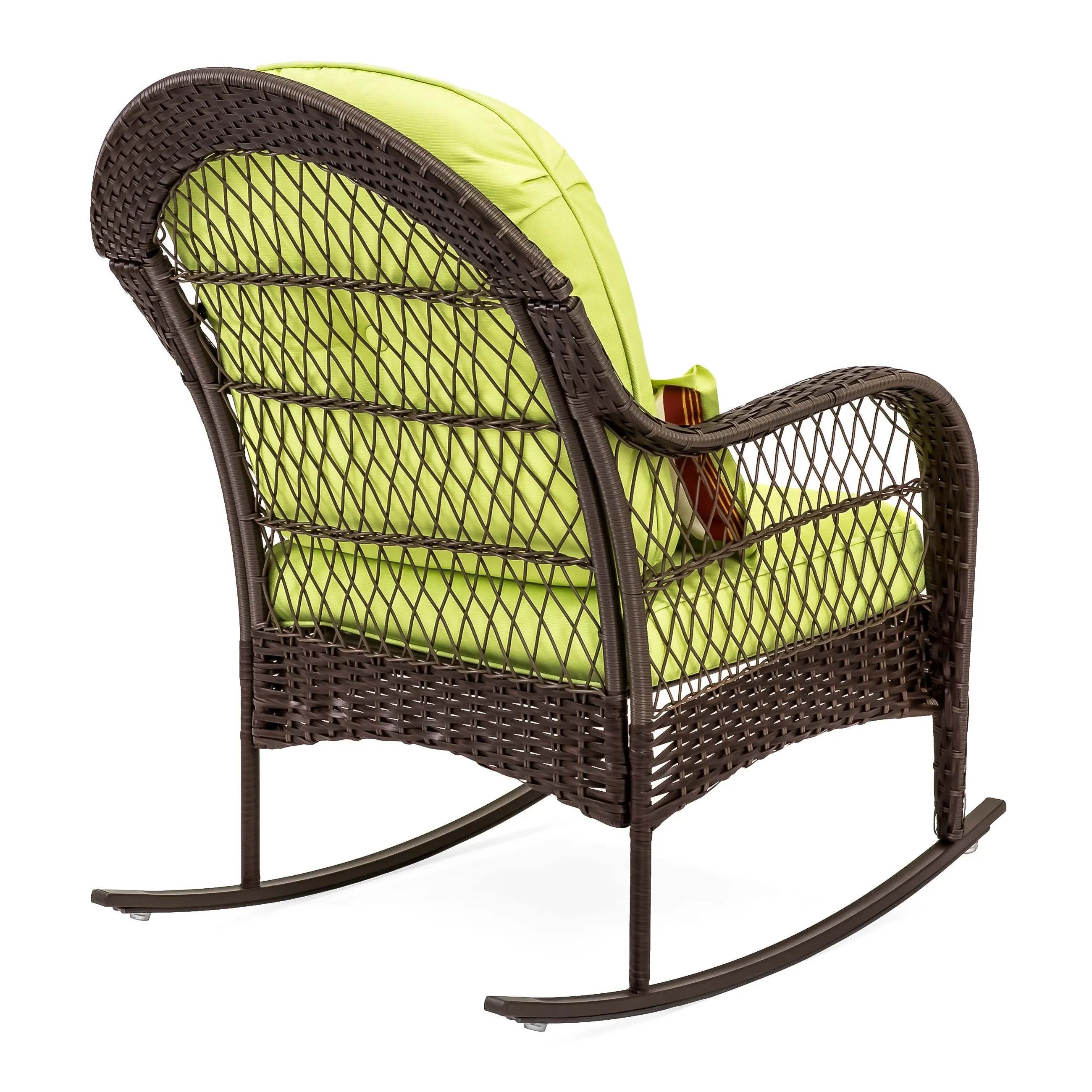 Wicker Rocking Chair w/ Steel Frame, Decorative Pillow, Cushions