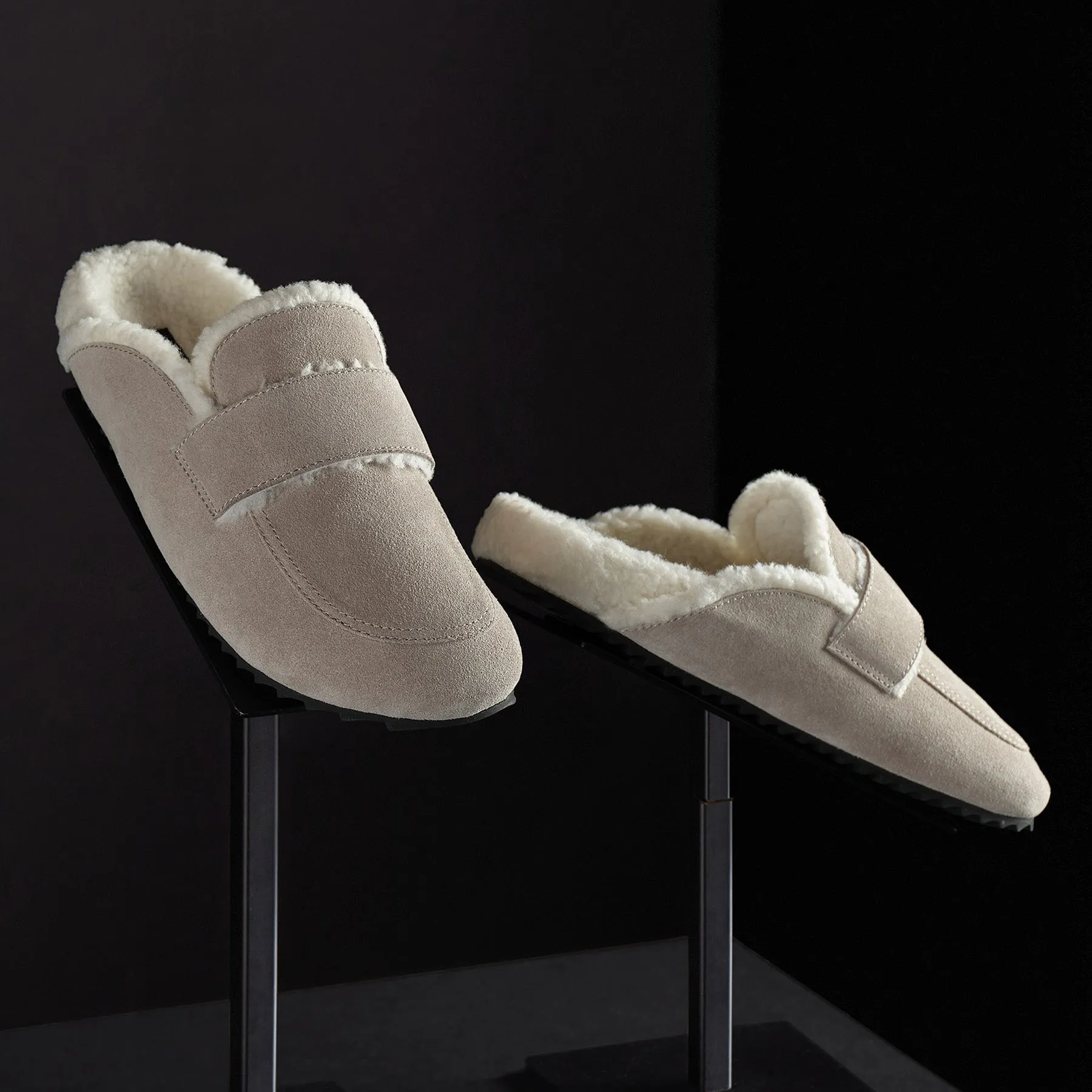 Women's Suede Shearling Loafer - Earth/Ivory