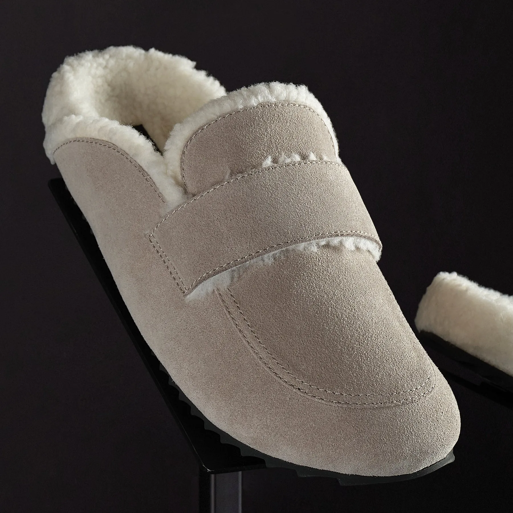 Women's Suede Shearling Loafer - Earth/Ivory